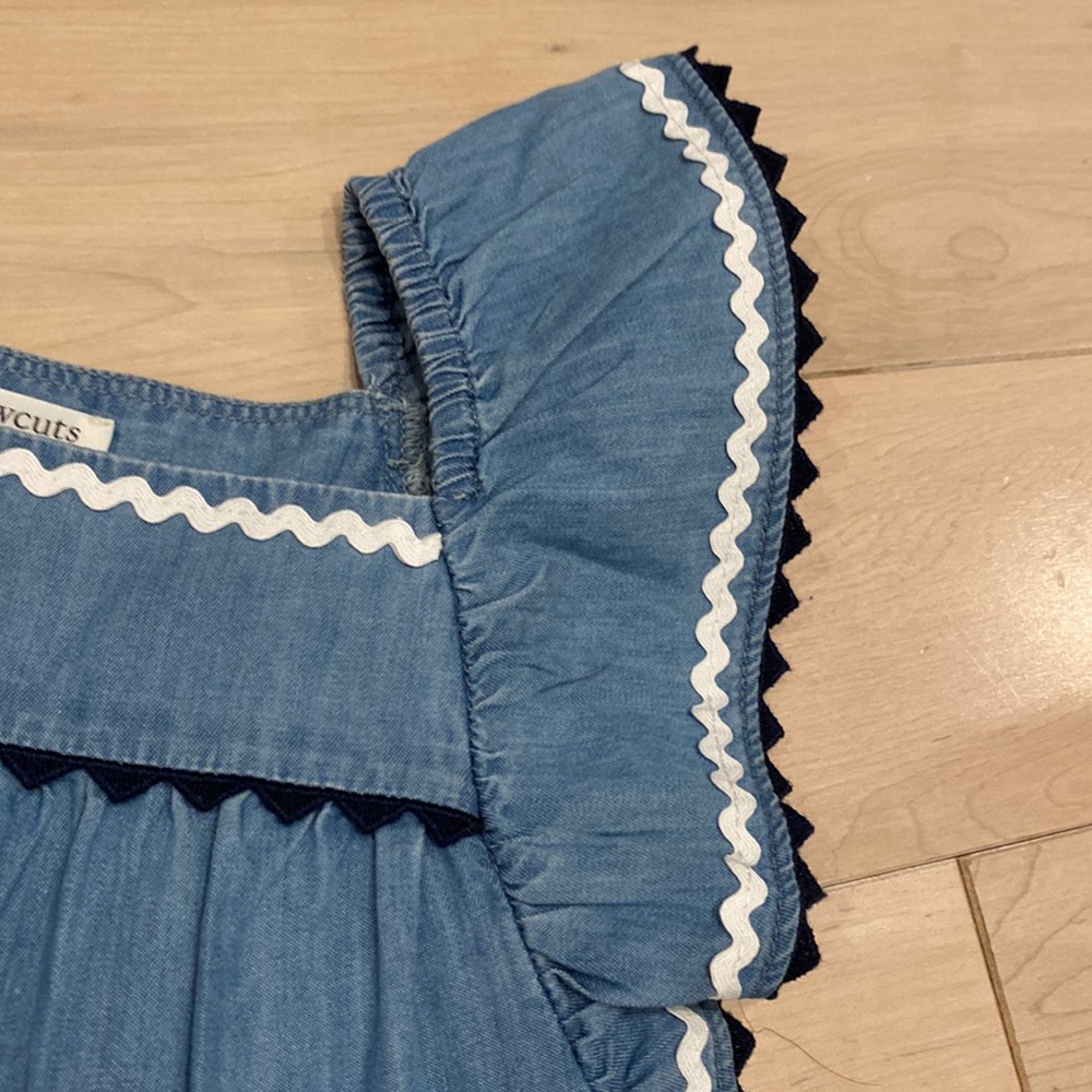 Crewcuts girls soft cotton ruffle sleeve blue denim dress 4 - Picture 4 of 11